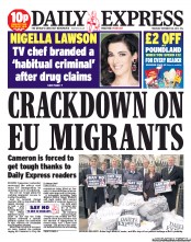 Daily Express (UK) Newspaper Front Page for 28 November 2013