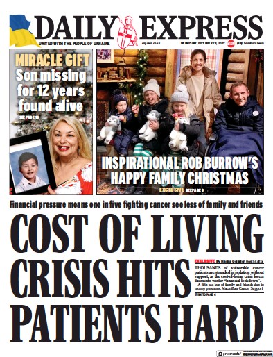 Daily Express Newspaper Front Page (UK) for 28 December 2022