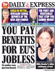 Daily Express (UK) Newspaper Front Page for 28 January 2016