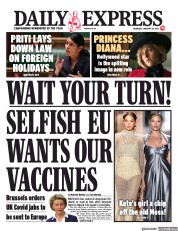Daily Express (UK) Newspaper Front Page for 28 January 2021