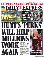 Daily Express (UK) Newspaper Front Page for 28 January 2023