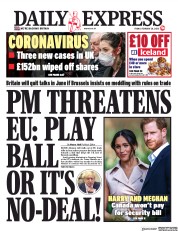 Daily Express (UK) Newspaper Front Page for 28 February 2020