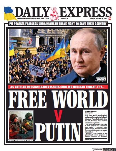 Daily Express Newspaper Front Page (UK) for 28 February 2022