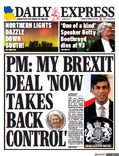 Daily Express Newspaper Front Page (UK) for 28 February 2023