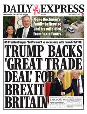Daily Express front page for 28 February 2025