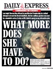 Daily Express (UK) Newspaper Front Page for 28 March 2019