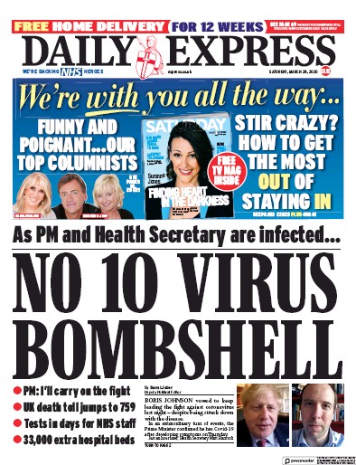 Daily Express Newspaper Front Page (UK) for 28 March 2020
