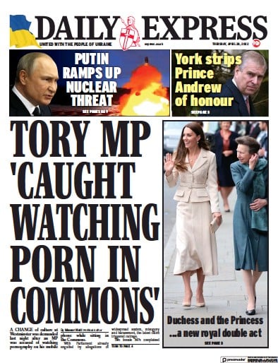Daily Express Newspaper Front Page (UK) for 28 April 2022