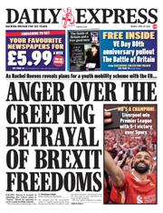 Daily Express front page for 28 April 2025