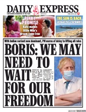 Daily Express (UK) Newspaper Front Page for 28 May 2021