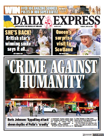 Daily Express Newspaper Front Page (UK) for 28 June 2022