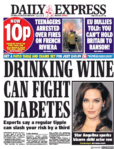 Daily Express Newspaper Front Page (UK) for 28 July 2017