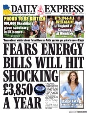 Daily Express front page for 28 July 2022