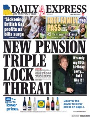 Daily Express (UK) Newspaper Front Page for 28 July 2023