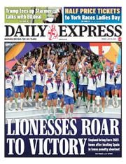 Daily Express front page for 28 July 2025