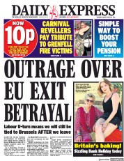 Daily Express (UK) Newspaper Front Page for 28 August 2017