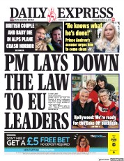 Daily Express (UK) Newspaper Front Page for 28 August 2019