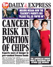 Daily Express Newspaper Front Page (UK) for 28 September 2012