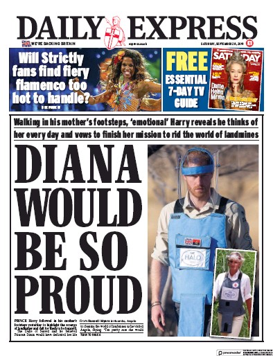 Daily Express Newspaper Front Page (UK) for 28 September 2019