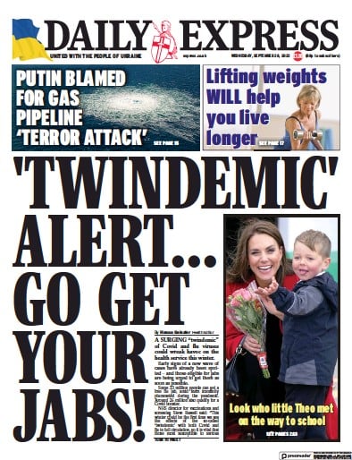 Daily Express Newspaper Front Page (UK) for 28 September 2022