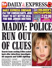 Daily Express (UK) Newspaper Front Page for 29 October 2015