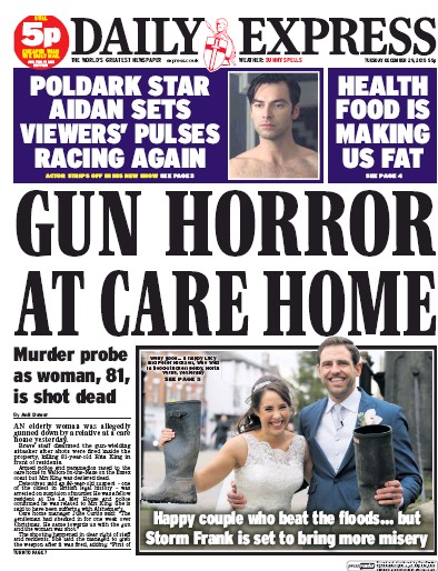 Daily Express Newspaper Front Page (UK) for 29 December 2015