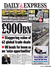 Daily Express (UK) Newspaper Front Page for 29 December 2020