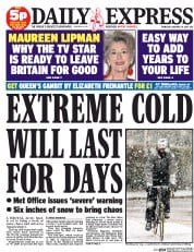 Daily Express (UK) Newspaper Front Page for 29 January 2015