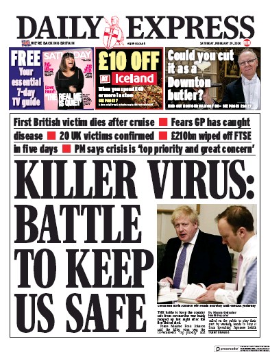 Daily Express Newspaper Front Page (UK) for 29 February 2020