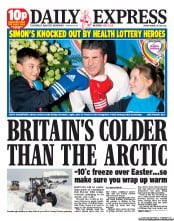 Daily Express Newspaper Front Page (UK) for 29 March 2013