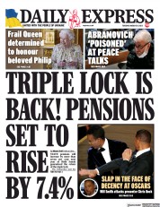 Daily Express (UK) Newspaper Front Page for 29 March 2022