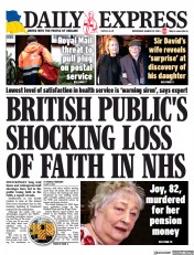 Daily Express (UK) Newspaper Front Page for 29 March 2023