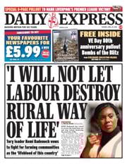 Daily Express front page for 29 April 2025