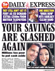 Daily Express Newspaper Front Page (UK) for 29 May 2014