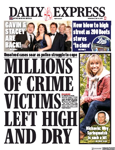 Daily Express Newspaper Front Page (UK) for 29 May 2019