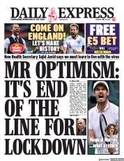 Daily Express (UK) Newspaper Front Page for 29 June 2021