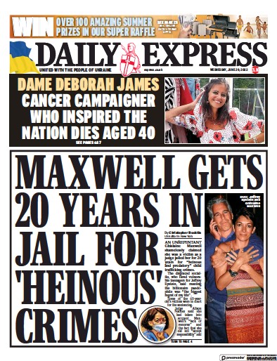 Daily Express Newspaper Front Page (UK) for 29 June 2022