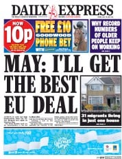 Daily Express (UK) Newspaper Front Page for 29 July 2016
