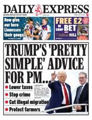 Daily Express front page for 29 July 2025