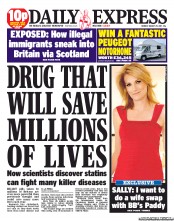 Daily Express (UK) Newspaper Front Page for 29 August 2011