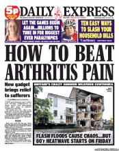 Daily Express (UK) Newspaper Front Page for 29 August 2012