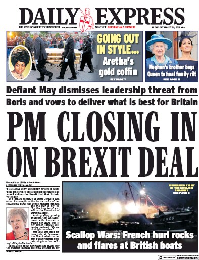 Daily Express Newspaper Front Page (UK) for 29 August 2018
