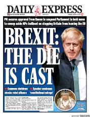 Daily Express (UK) Newspaper Front Page for 29 August 2019