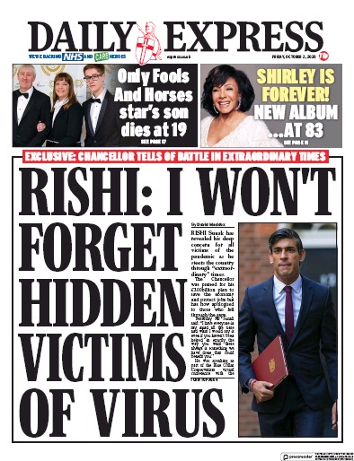 Daily Express Newspaper Front Page (UK) for 2 October 2020
