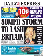 Daily Express (UK) Newspaper Front Page for 2 January 2018