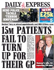 Daily Express (UK) Newspaper Front Page for 2 January 2019