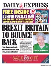 Daily Express (UK) Newspaper Front Page for 2 January 2021