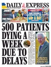 Daily Express (UK) Newspaper Front Page for 2 January 2023