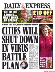Daily Express (UK) Newspaper Front Page for 2 March 2020