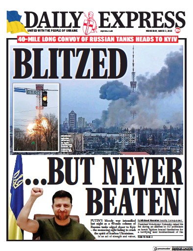 Daily Express Newspaper Front Page (UK) for 2 March 2022